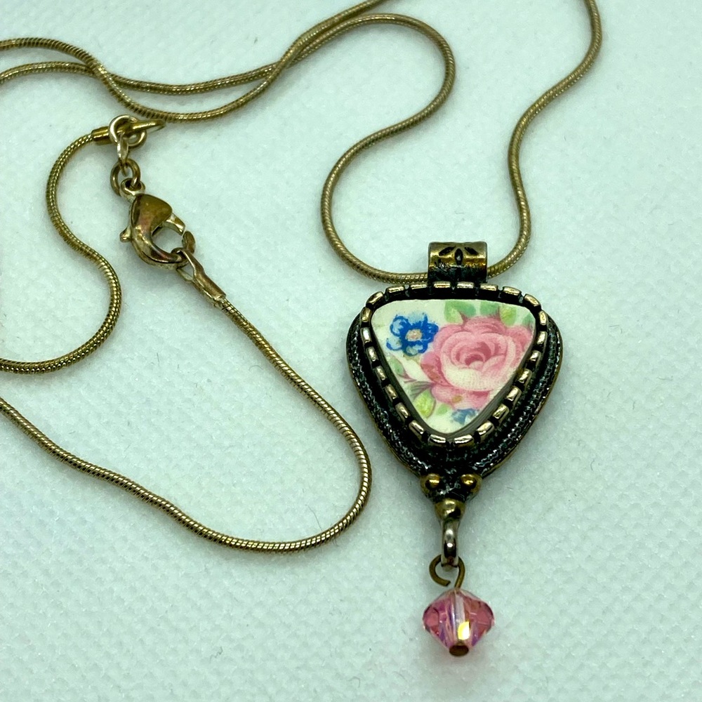 3/$30 Beautiful Broken China Floral Necklace